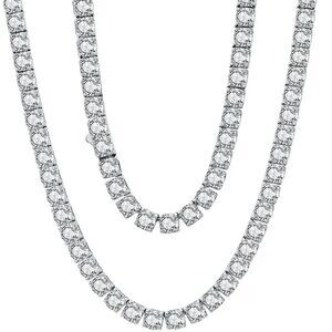 Tennis Necklace Round Cut D Color Moissanite Diamonds! POSITIVE FOR DIAMOND
